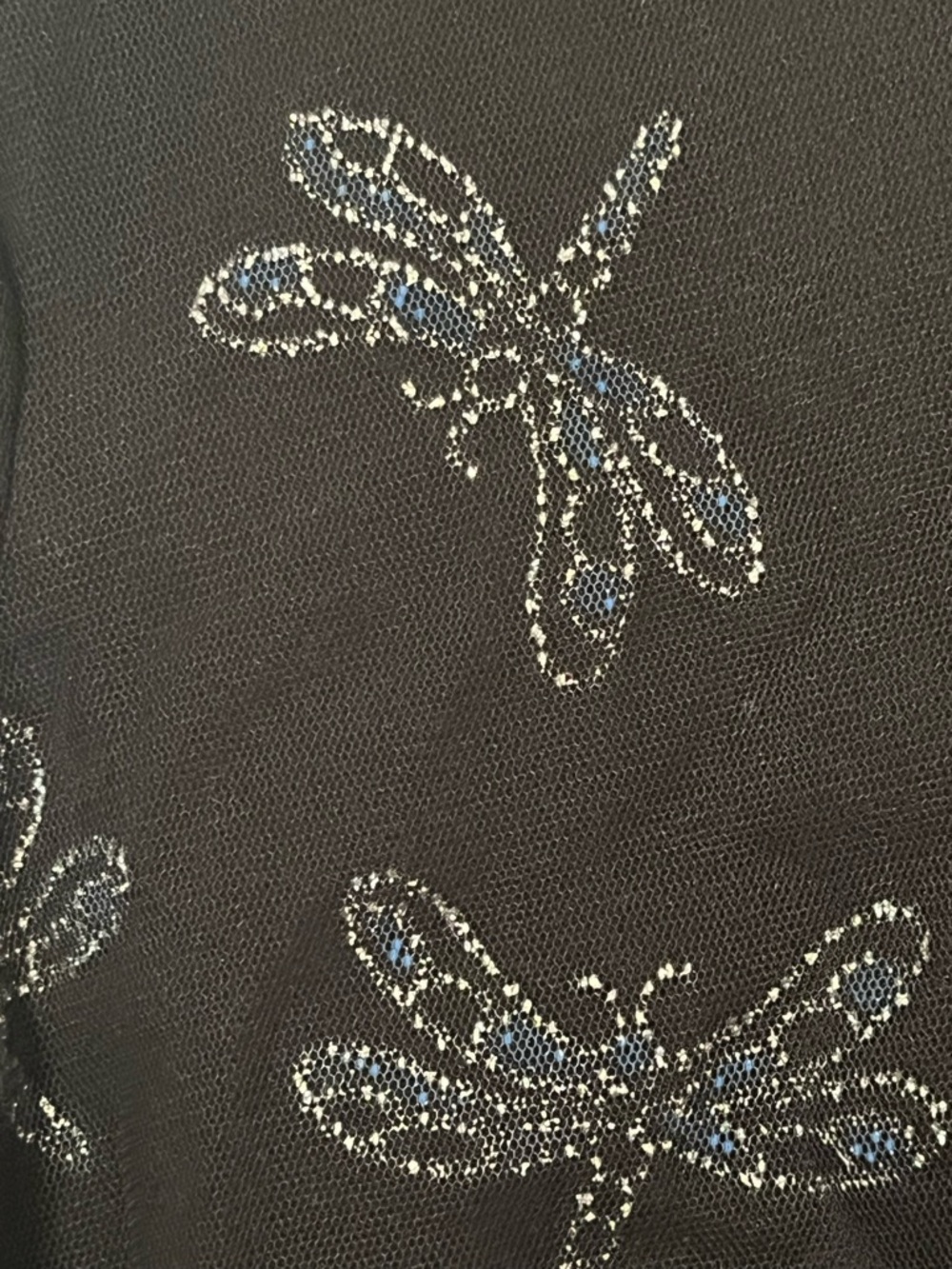 Victoria Jones Black Mesh Top with Silver Dragonfly Embellishments - Picture 2 of 12